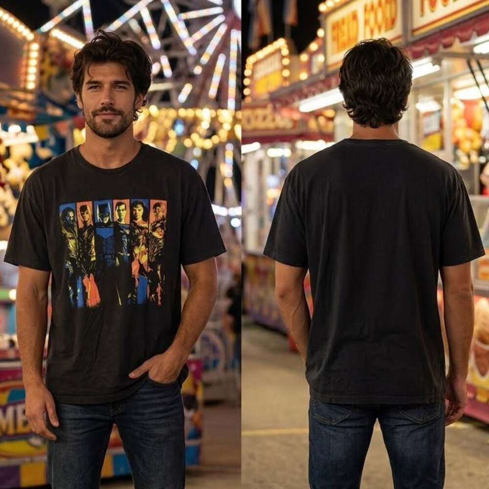DC Comics Justice League Neon Graphic Black T Shirt Men’s XXL 50-52